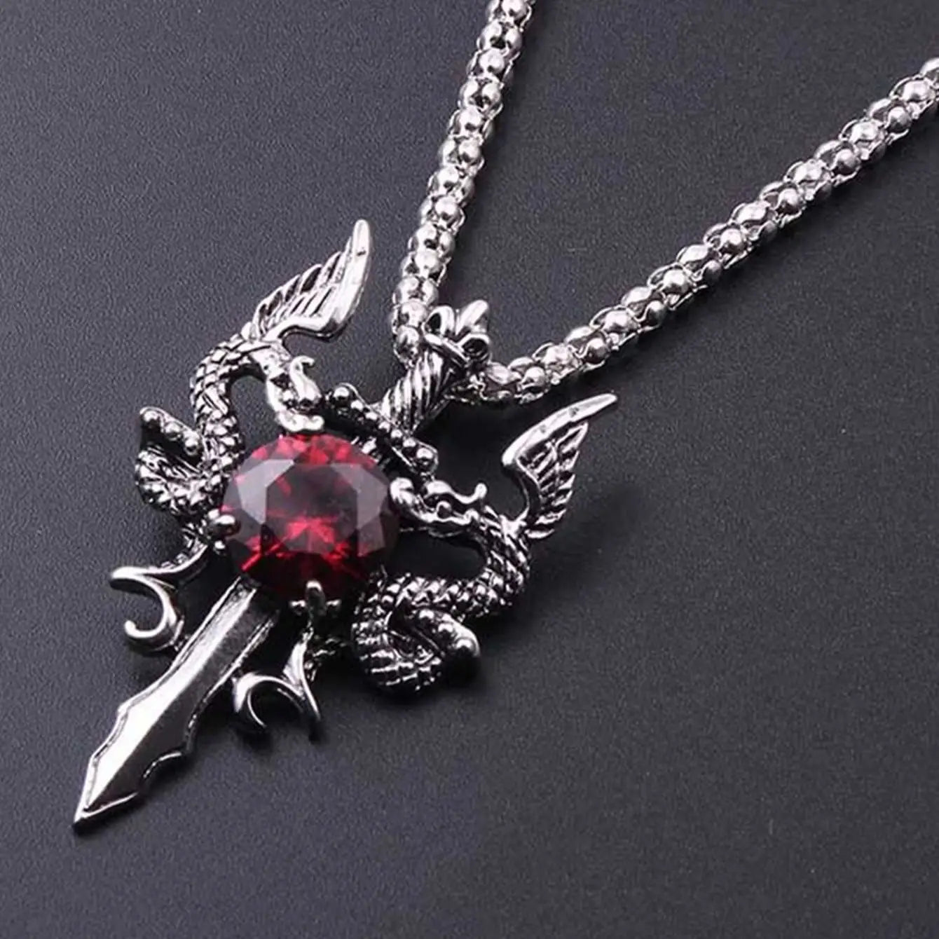 Gothic Dragon Water Diamond Long Necklace Dominant Retro Dragon Necklace