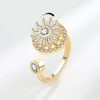 Sunflower Diamond Zircon Rotatable Ring