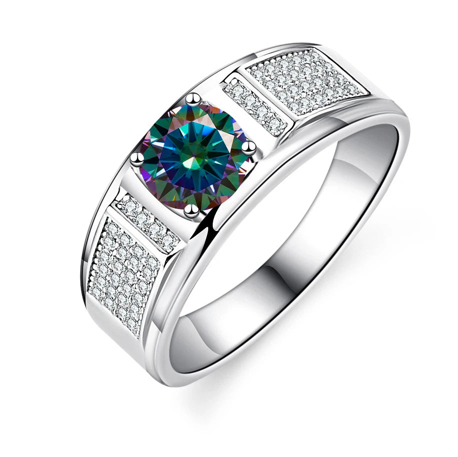 Real 1.0 Carat Moissanite Pure Solid 18K White Gold Ring