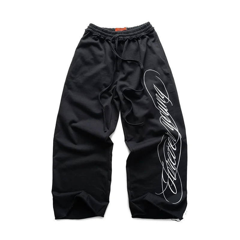 Y2K American Retro  Hip-Hop Letter Printed Streetwear Jogger Loose Wide-Leg Oversize Casual Pants