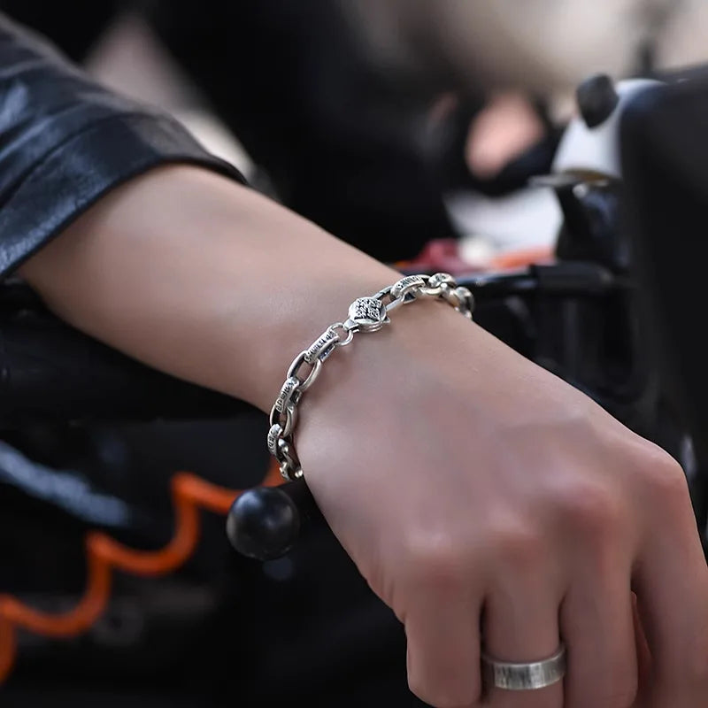 High Quality Silver New Six-Character Mantra Bracelet