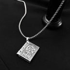 Gothic Style Religious Bible Necklace Alloy Steel Vintage Flipped Bible
