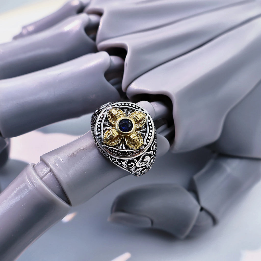 Retro Golden Vajra Adjustable Open Ring