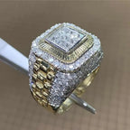 Domineering Gold Color Hip Hop Ring White Zircon Stones Punk