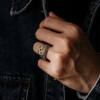 Retro Golden Vajra Adjustable Open Ring