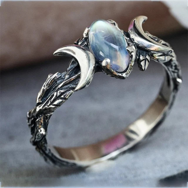Retro Ethnic Style Moonstone Ring