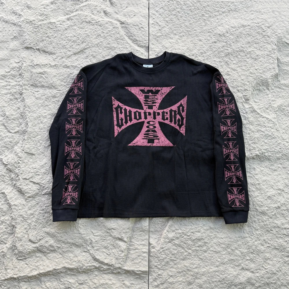 American Style Streetwear Quality Waffle Fabric Printed Tops Oversized Long Sleeves