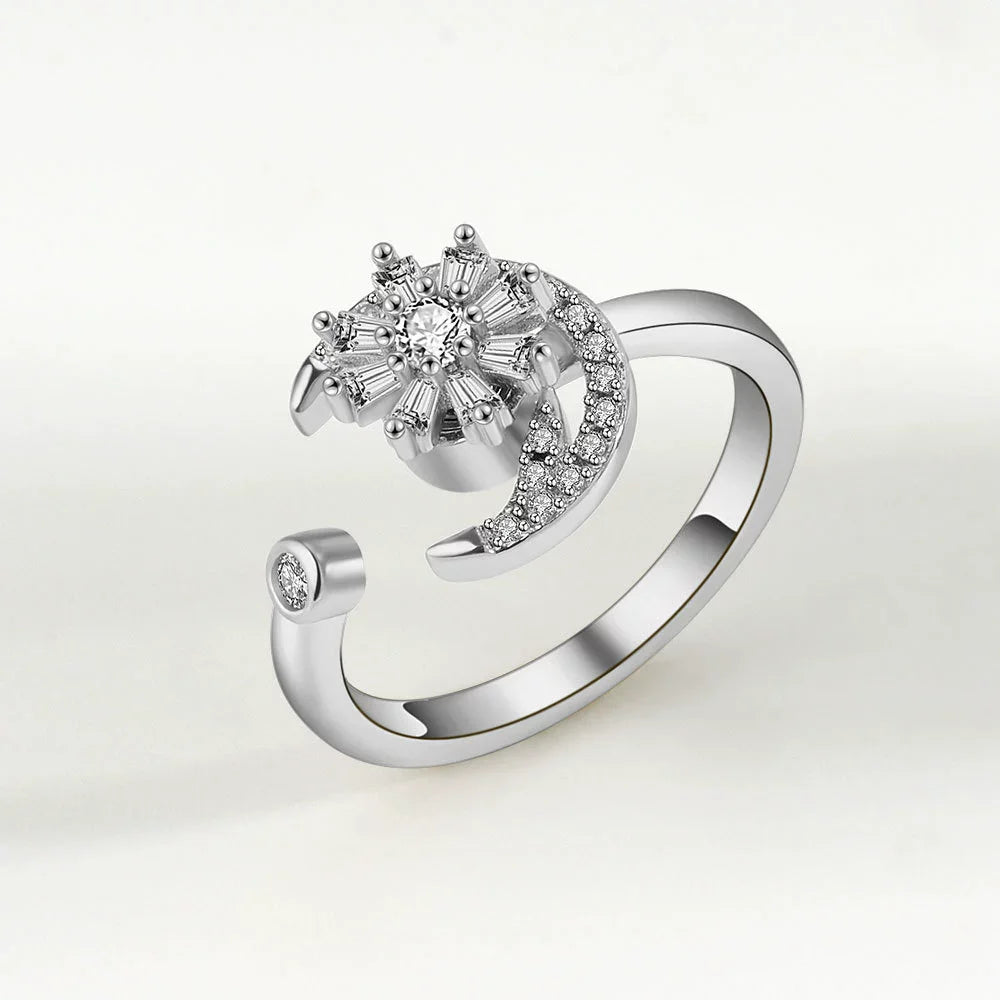 Sunflower Diamond Zircon Rotatable Ring