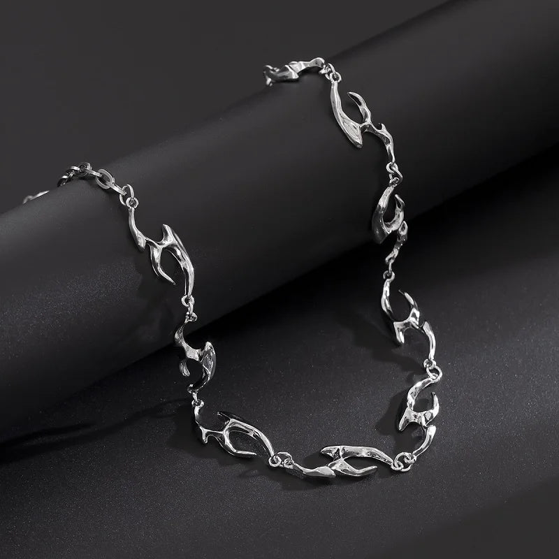 Cyberpunk Liquid Metal Thorny Choker Necklace Jewelry