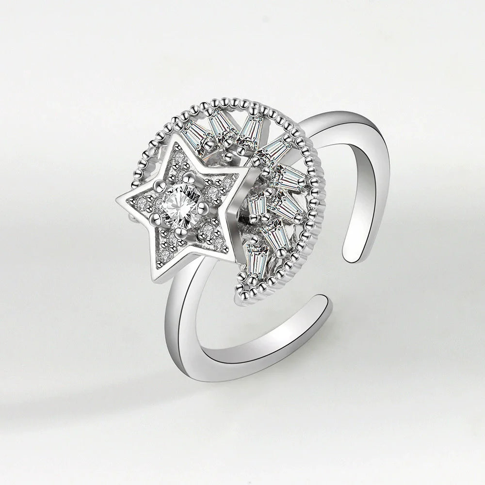 Sunflower Diamond Zircon Rotatable Ring