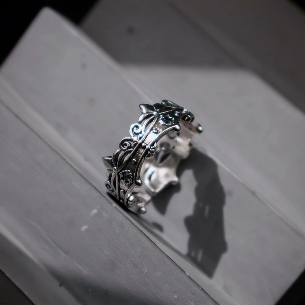 Retro Iris Flower-de-luce Crown Adjustable Open Ring