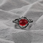 Goth Red Crystal Heart Irregular Ring Punk Adjustable Thorn Love Dark Finger Rings