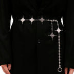 Metal mirror logo pants chain waist chain multi-purpose integrated necklace for both men and women