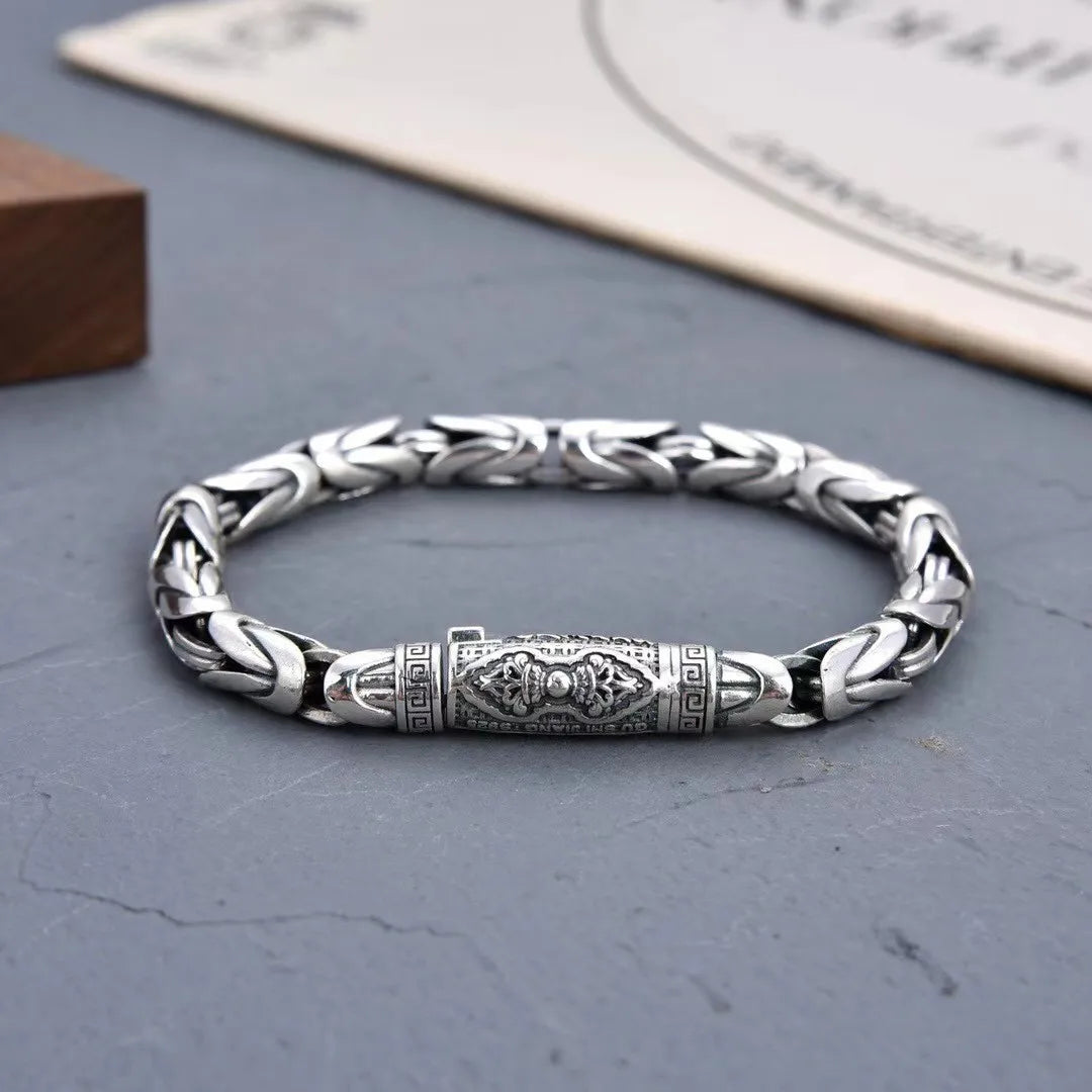 Vintage Hip Hop Silver Color Handmade Bracelet