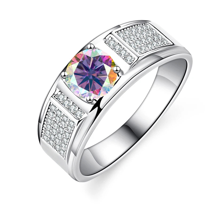 Real 1.0 Carat Moissanite Pure Solid 18K White Gold Ring