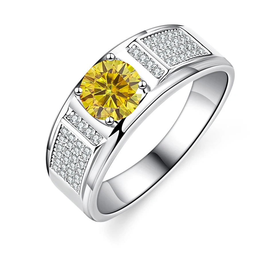 Real 1.0 Carat Moissanite Pure Solid 18K White Gold Ring