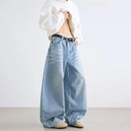 Letter Printed Straight-Leg Baggy Jeans Hip Hop American Retro Y2K Streetwear Jean