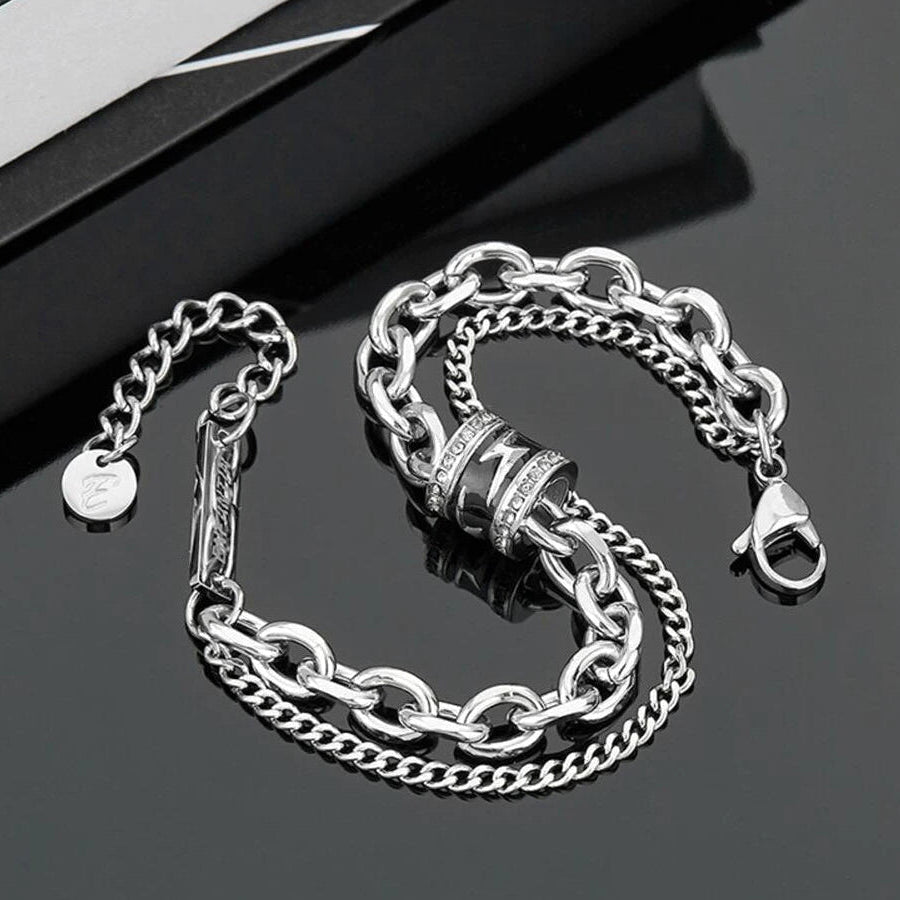 Hip Hop Black Lightning Bracelet =Non Fading Titanium Steel Punk Cuban Bracelet
