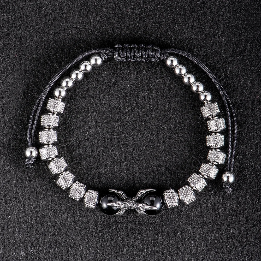 Stainless Steel Beaded Natural Tiger Eye Stone Vintage Bracelets