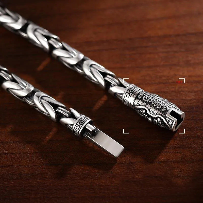 Vintage Hip Hop Silver Color Handmade Bracelet