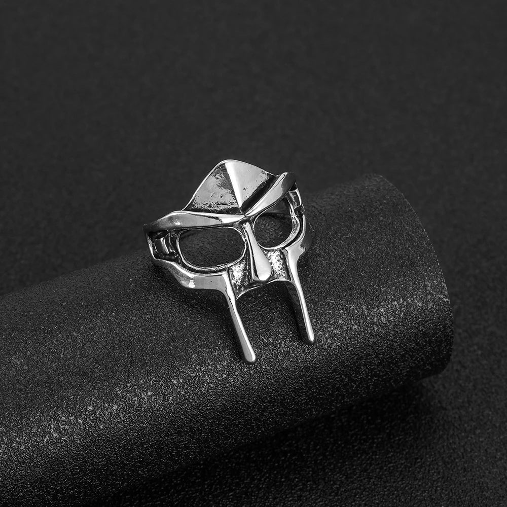 Vintage Goth Doom Mask Adjustable Joint Ring