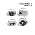 Set 4 Pieces Hip-hop Punk Geometric Oval Rectangular Five-pointed Star Opening Rings