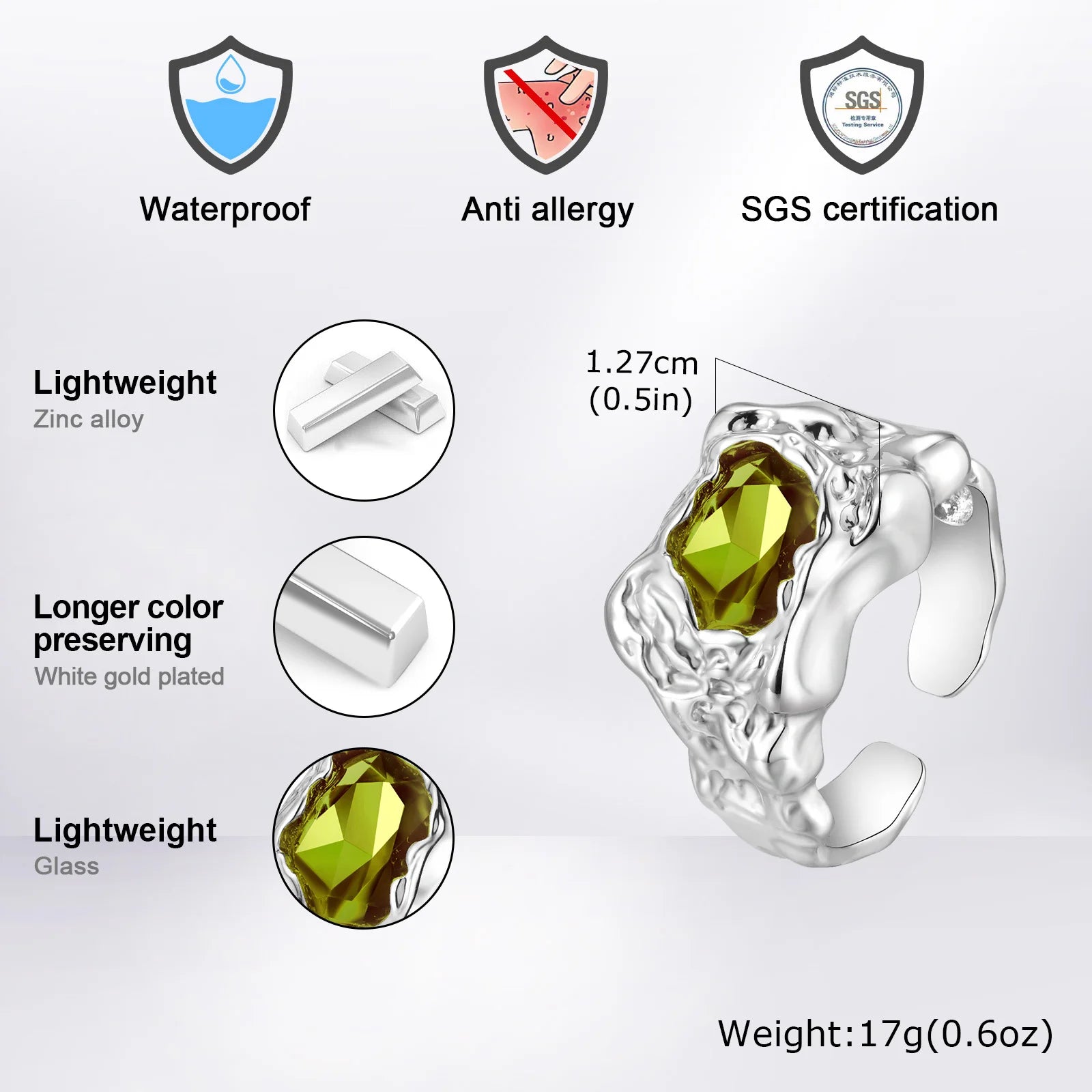 Set 4 Pieces Lava Rings Stacking Colorful Zircon Thick Ring Punk
