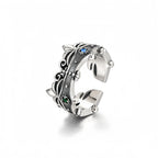Retro Iris Flower-de-luce Crown Adjustable Open Ring