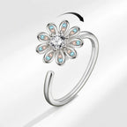 Sunflower Diamond Zircon Rotatable Ring