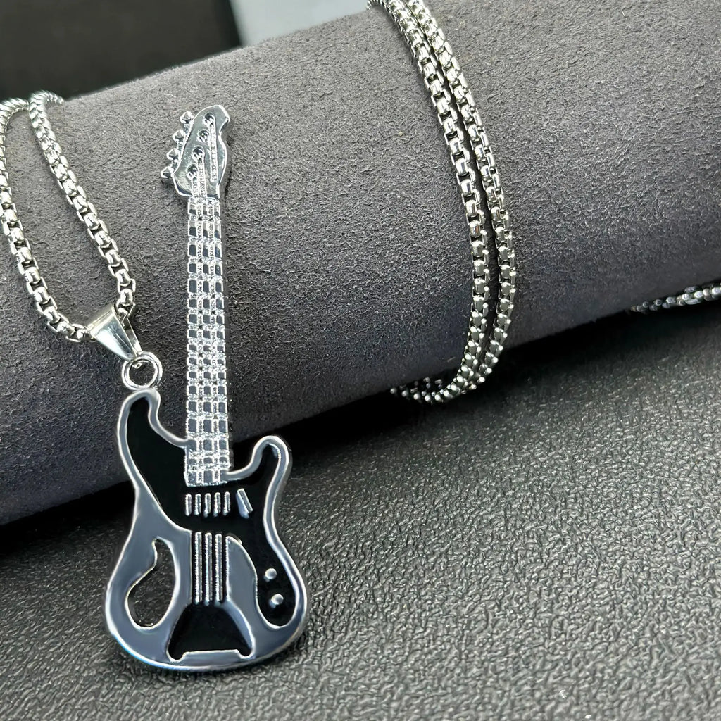 Retro Punk Style Guitar Pendant High Quality Rock Hip Hop Necklace