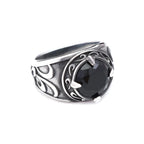 Gothic Vintage Dragon Claw Punk Hip Hop Stainless Steel Black Stone Ring