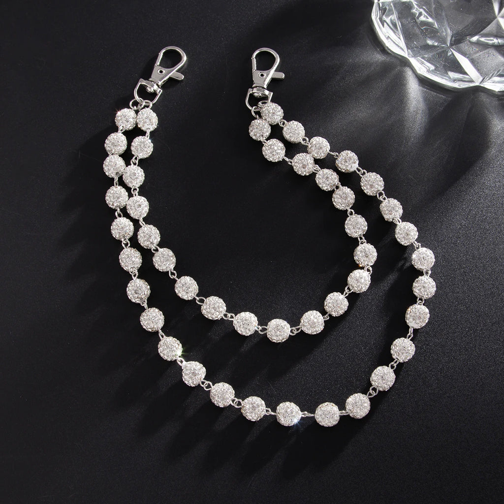 Y2K Sparkling Rhinestone Ball Chain Street Belt Chain