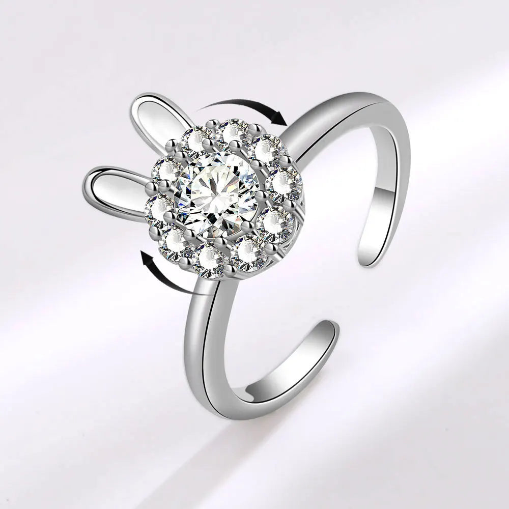 Sunflower Diamond Zircon Rotatable Ring
