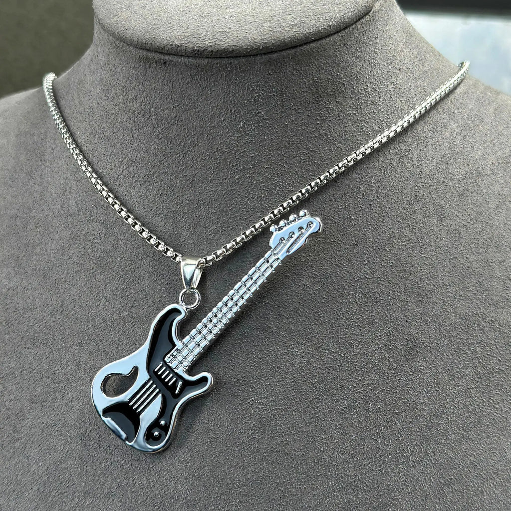 Retro Punk Style Guitar Pendant High Quality Rock Hip Hop Necklace