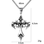 Vintage Flame Cross Pendant Necklace