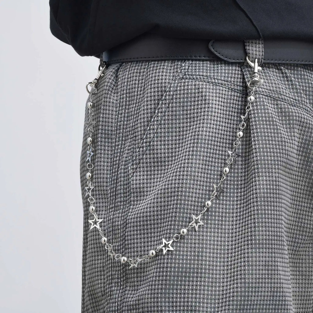 Hiphop Metal Pants Chain Pentagram Black Spider Pants Chain