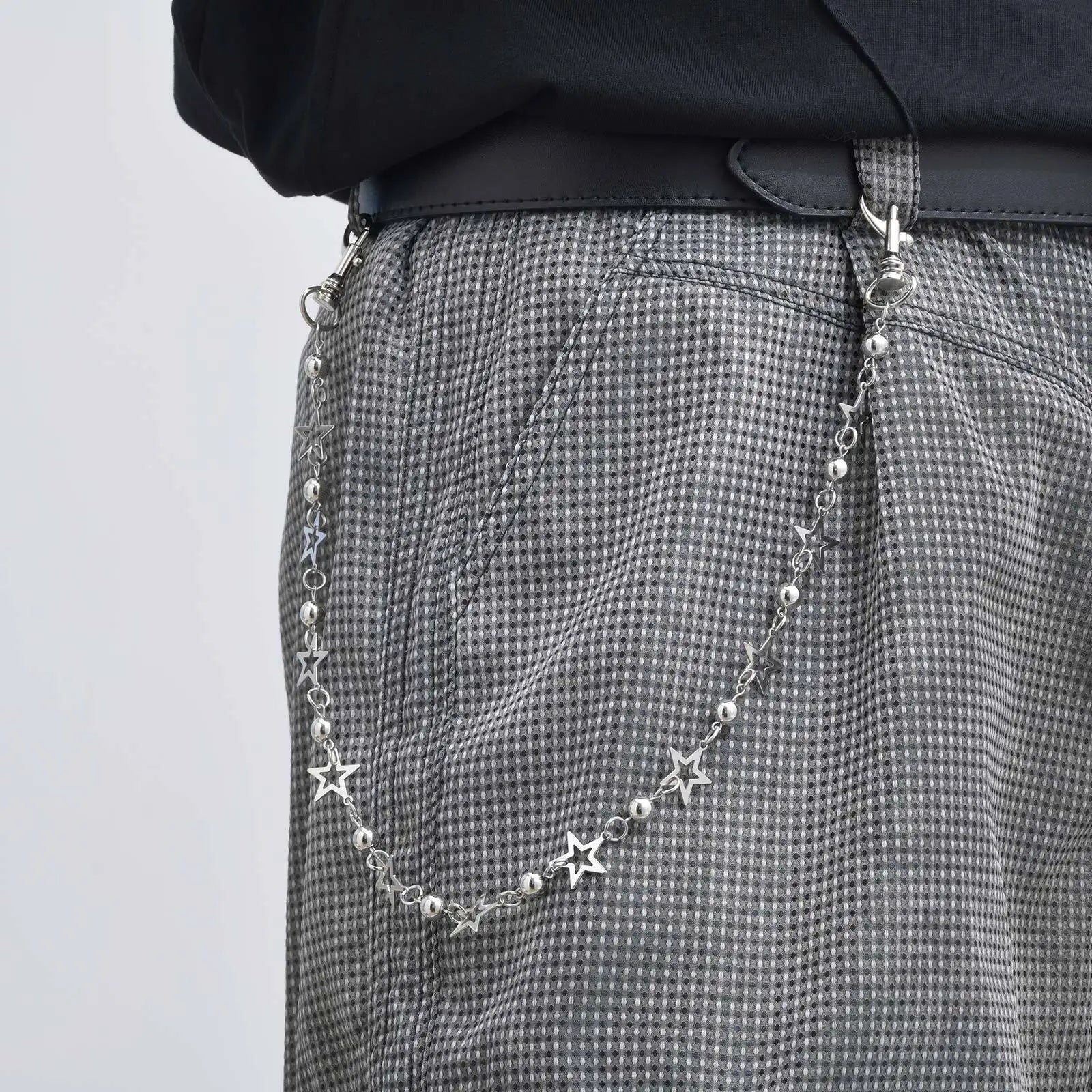 Hiphop Metal Pants Chain Pentagram Black Spider Pants Chain