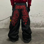 American Retro Embroidered Pattern Y2K Streetwear Wide Leg Pants