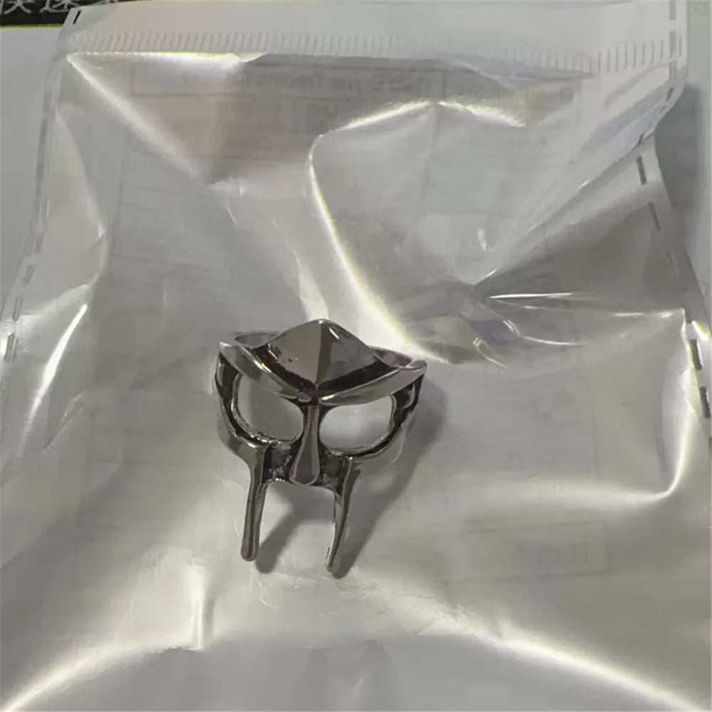 Vintage Goth Doom Mask Adjustable Joint Ring