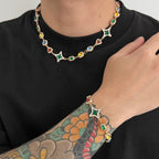 Ingemark Boho Luxury Colorful Crystal Chain Necklace