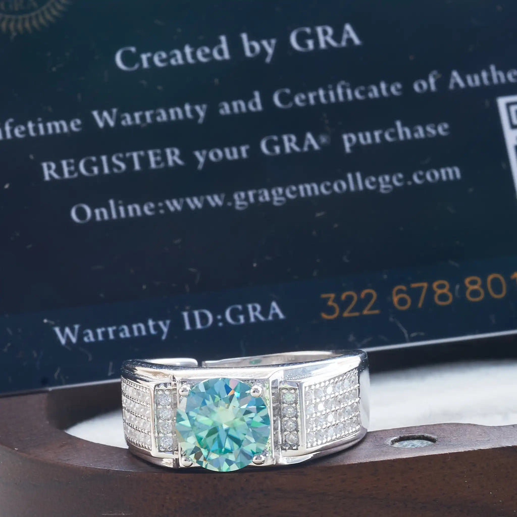 Real 1.0 Carat Moissanite Pure Solid 18K White Gold Ring