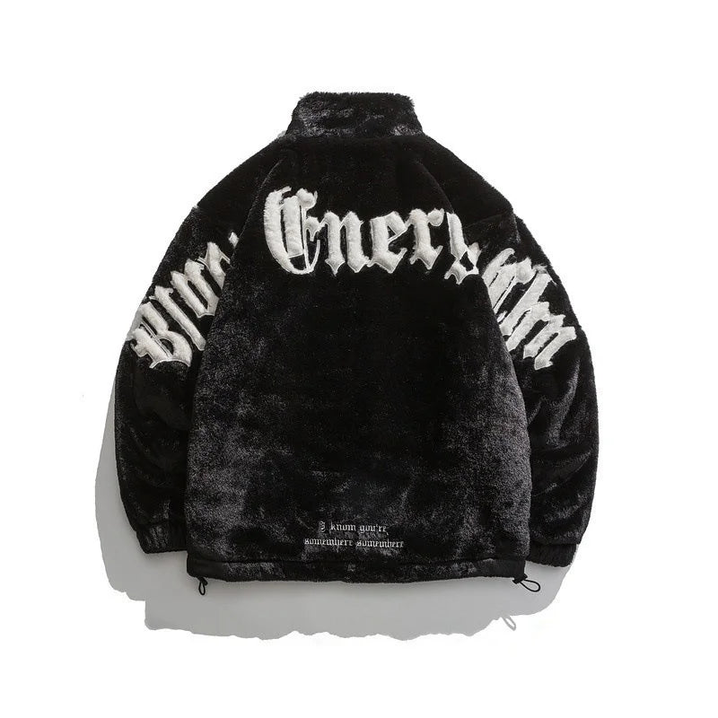 Winter New American Street Letter Embroidered Fleece Casual Warm Jackets