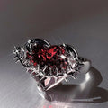 Goth Red Crystal Heart Irregular Ring Punk Adjustable Thorn Love Dark Finger Rings