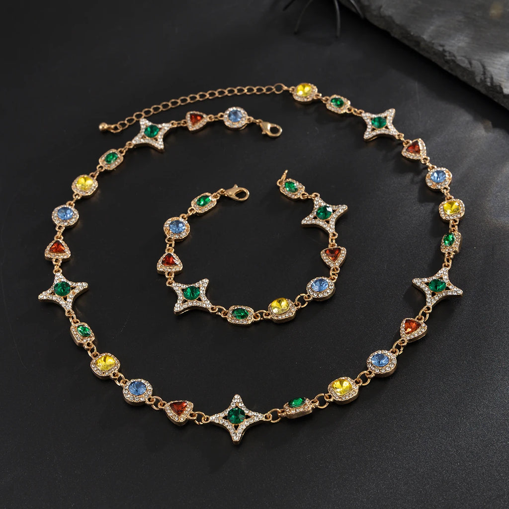 Ingemark Boho Luxury Colorful Crystal Chain Necklace