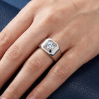 Moissanite Adjustable Wide Band Round Ring