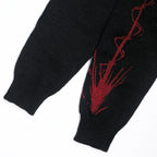 Y2K Streetwear Gothic Grunge Black and Red Graphic Knit Sweater