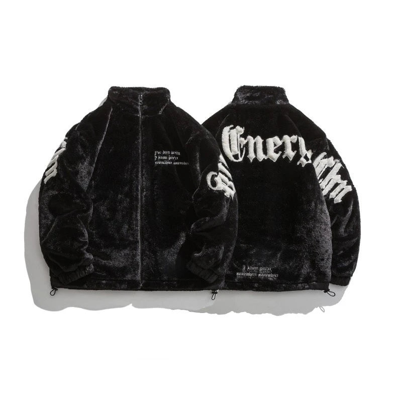 Winter New American Street Letter Embroidered Fleece Casual Warm Jackets