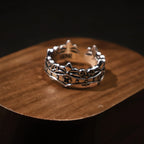 Retro Iris Flower-de-luce Crown Adjustable Open Ring