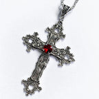 Y2K Punk Crystal Big Cross Pendant Necklaces for Women Men Gothic Irregular Cross Clavicle Chain Necklaces Jewelry