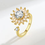 Sunflower Diamond Zircon Rotatable Ring